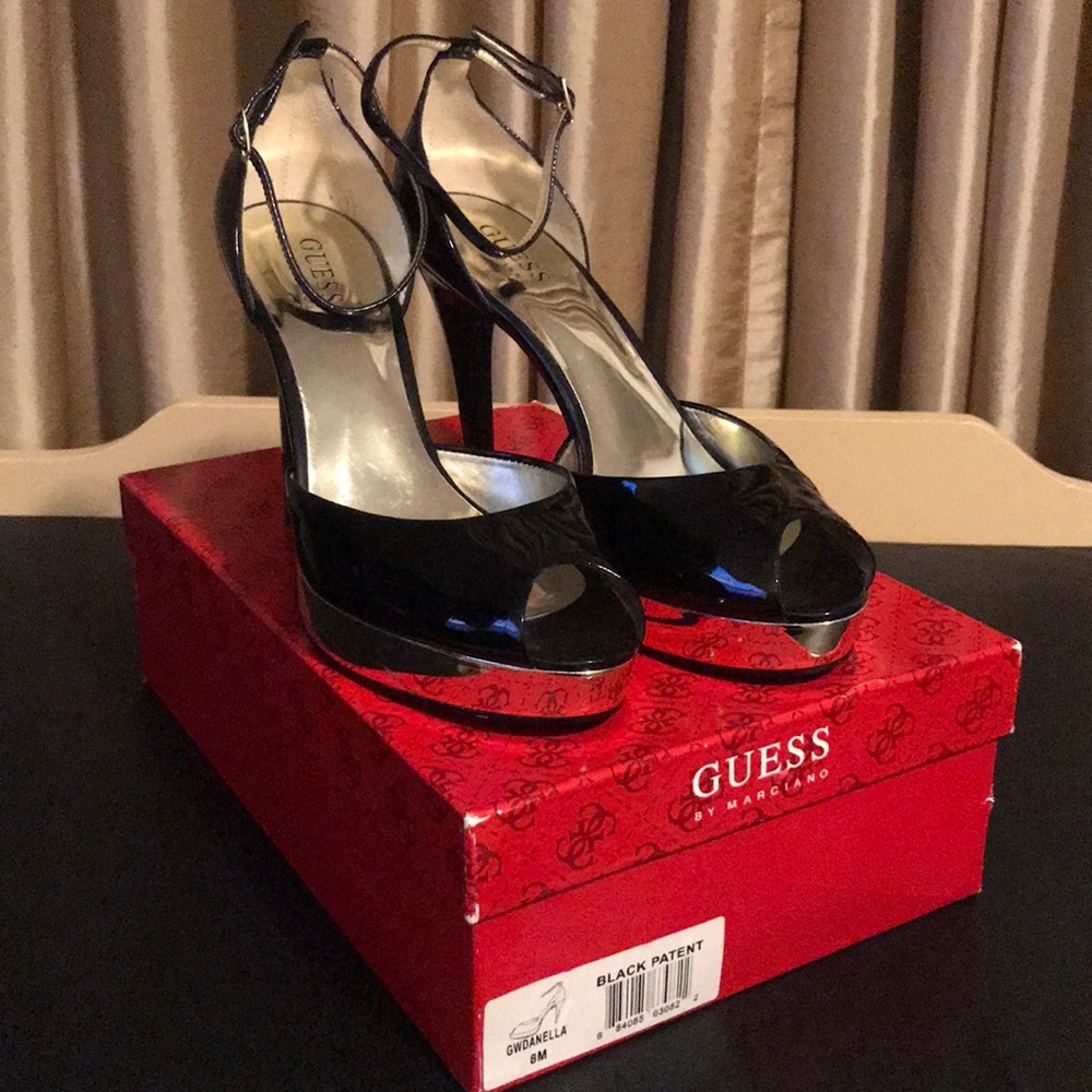 Guess Black Patent Leather Heels Size 8
